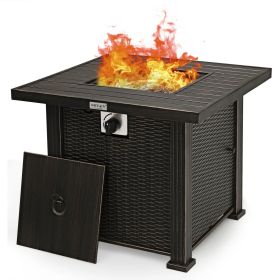 30" Gas Fire Pit Table 50,000 BTU Square Propane Fire Pit Table W/ Cover