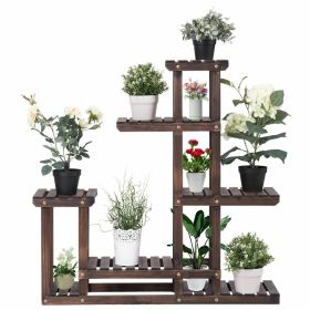 Wooden Plant Flower Display Stand 6 Tier 10 Pots Wood Shelf Storage Rack